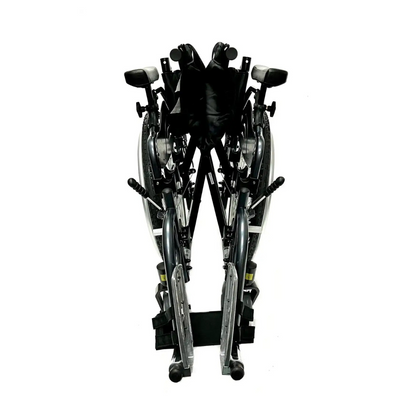 The Karman KM-8520X Bariatric Wheelchair – Lightweight Heavy Duty is shown upright on a white background, highlighting its wheels and footrests.