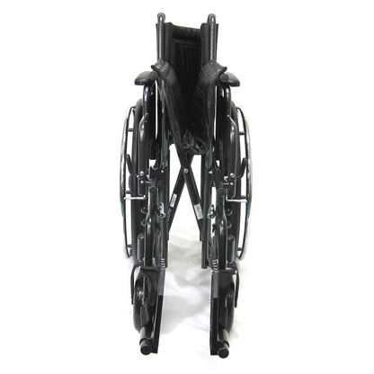The Karman KN-900W Heavy Duty Bariatric Wheelchair is a durable steel chair with a supportive back end, designed for long-lasting comfort and reliability.