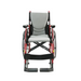 Check out the Karman S-Ergo 105 Wheelchair, featuring a lightweight red frame, gray cushioned seat with an S-shaped ergonomic design, sleek black armrests and footrests, and small rear wheels for easy maneuverability.