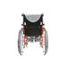 The rear view of the Karman S-Ergo 105 Wheelchair highlights its red and black design, S-shaped ergonomic seat, grey backrest, and large thin wheels, offering a lightweight ergonomic experience.