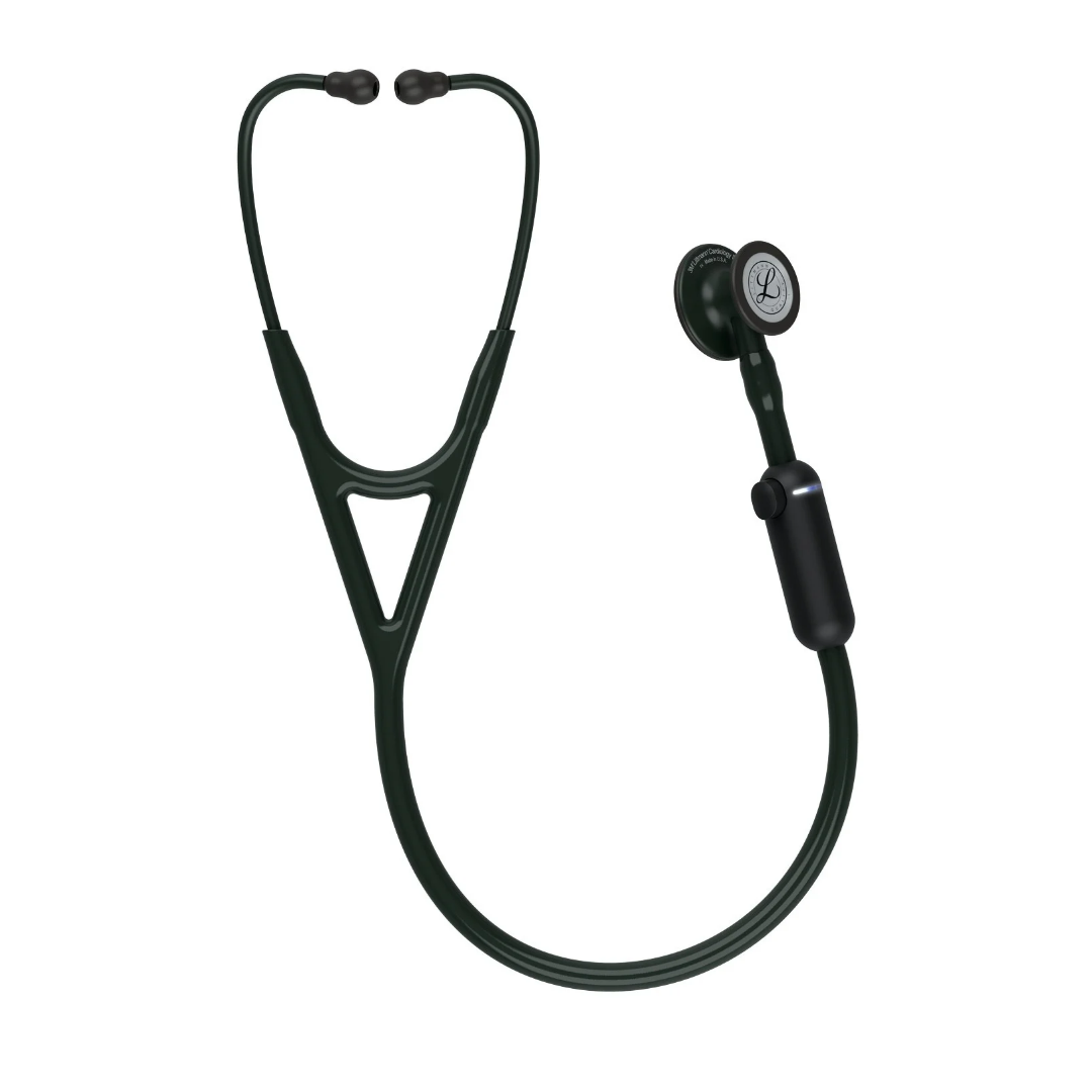 All-black Littmann® Core Digital Stethoscope featuring a chestpiece with an integrated electronic module on the tubing.