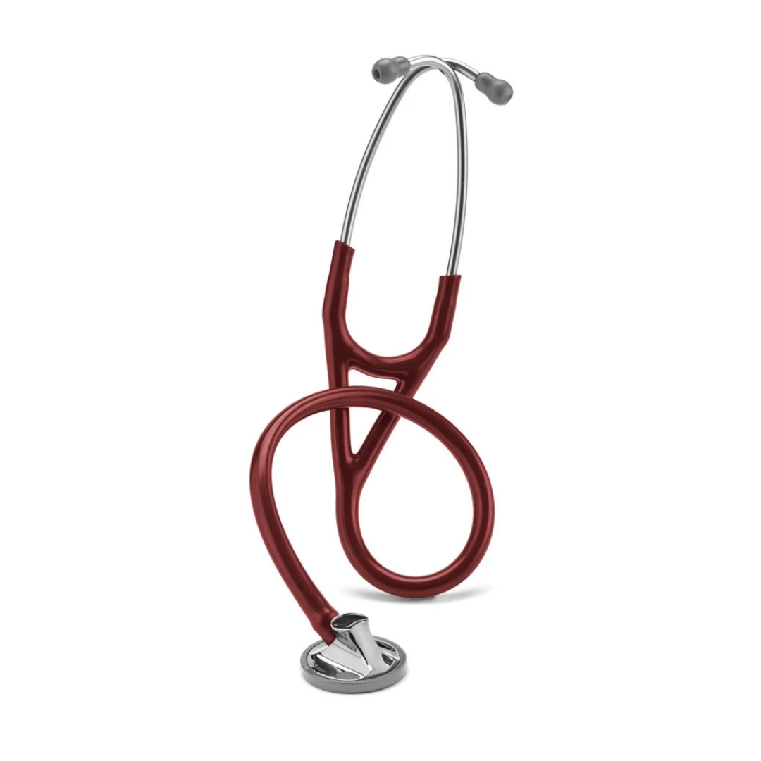 A dark red Littmann® Master Cardiology™ Stethoscope with a single-sided chestpiece and metal binaurals.