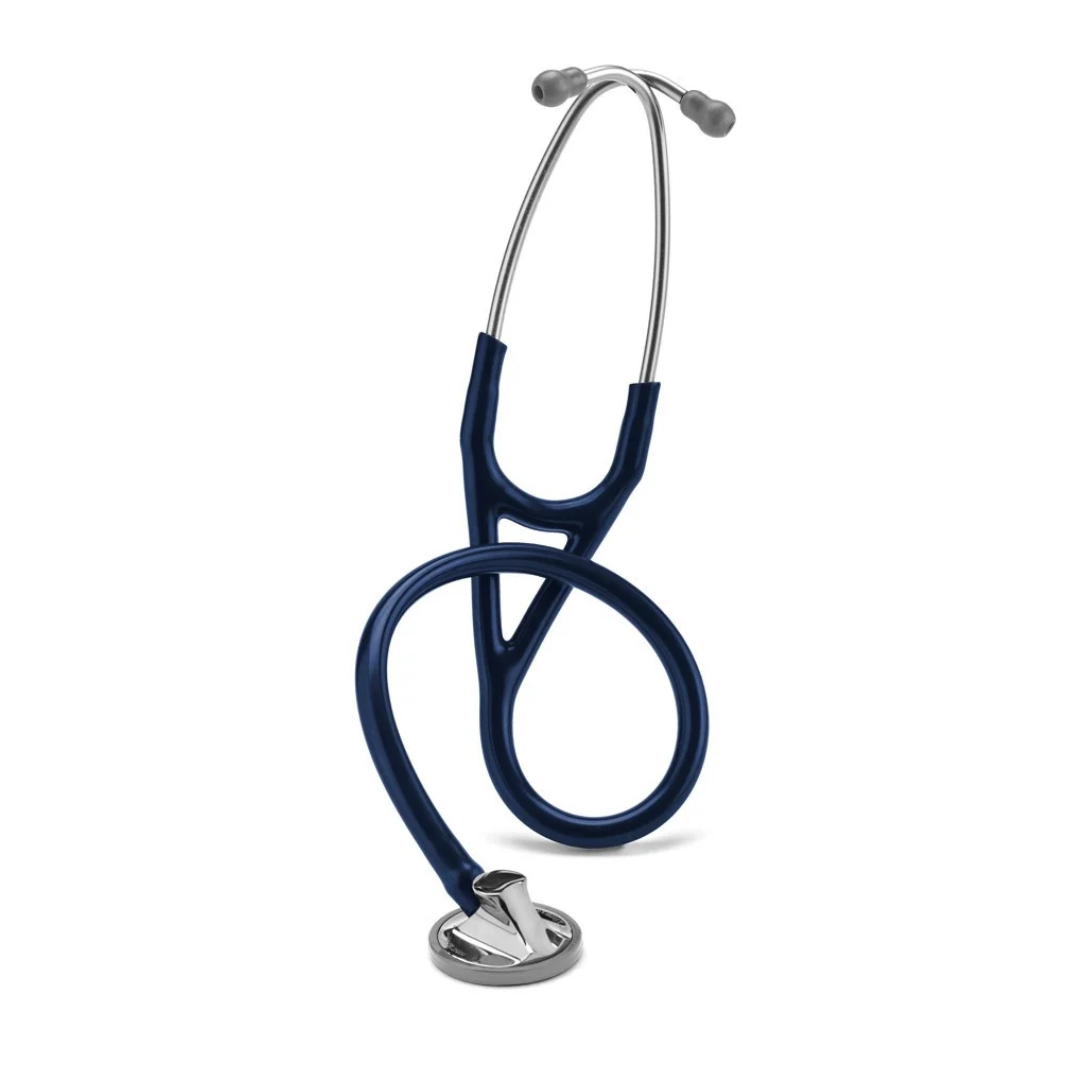 A navy blue Littmann® Master Cardiology™ Stethoscope with a single-sided chestpiece and metal ear tubes.