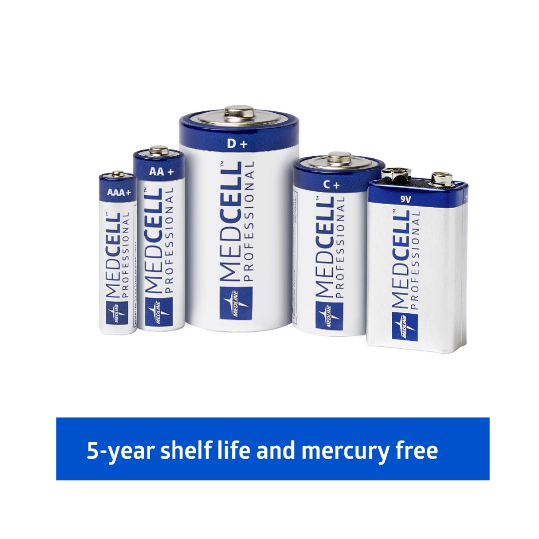 The MedCell Professional Batteries lineup (AAA, AA, C, D, 9V) delivers reliable power with a 5-year shelf life and a mercury-free design for essential devices.