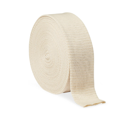 A partially unrolled beige Medline Medigrip Elastic Latex Tubular Support Bandage with a textured surface, displayed on a white background.