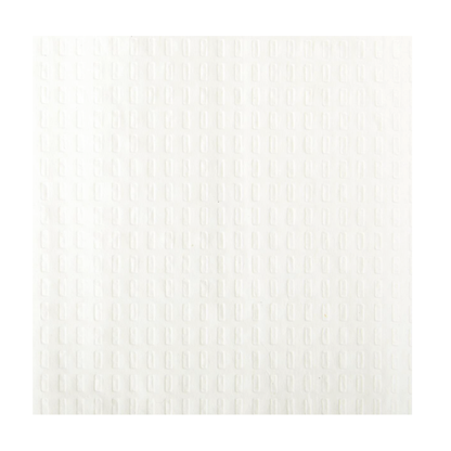 A close-up of Medline 2-Ply Tissue/Poly Professional Towels shows white textured paper with a repeating raised oval pattern in rows and columns. Lighting highlights the embossed design for a clean, professional look.
