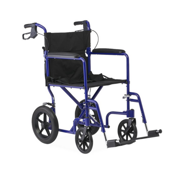 Medline Aluminum Transport Chair with 12" Wheels - Open Box Slightly Used