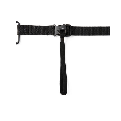 The Medline Bed Assist Bar - Support For Getting In and Out Of Bed features a black adjustable nylon strap with a plastic buckle and a center loop, shown against a white background.