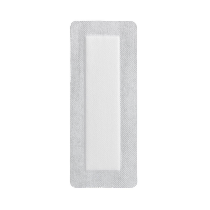 A Medline Bordered Gauze Adhesive Island Wound Dressing, rectangular and white with a soft absorbent central pad, is shown on a plain white background.