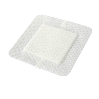 Medline Bordered Gauze Adhesive Island Wound Dressings, featuring a white absorbent pad with a non-adherent layer in the center of a transparent adhesive border, are shown on a plain white background.