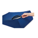 A hand unzips the cover of the Medline High-Density Foam Bed Wedge (24 x 20 x 8.5), revealing its inner layer. The versatile blue cushion is shown on a white background.