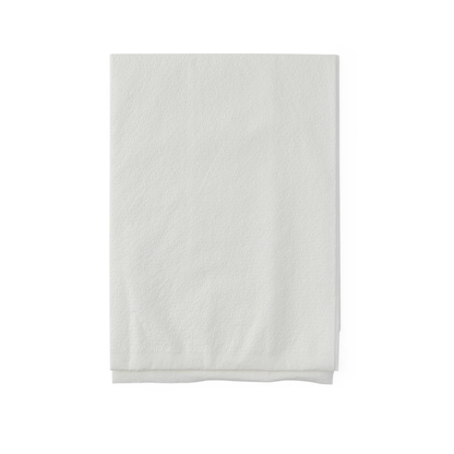 A neatly folded, plain white cloth napkin is displayed against a white background, similar to the crisp look of Medline Disposable Tissue/Poly Pillowcases.
