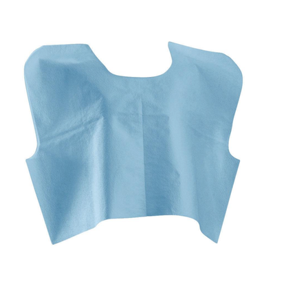 A Medline Disposable Exam Cape measuring 30" x 21", made of tissue poly tissue, with a U-shaped neck cutout for wide coverage and clothing protection during dental procedures, shown on a white background.