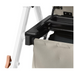 A close-up of the Medline Empower Rollator with Microban highlights its durable aluminum frame with black plastic components and a copper-colored adjustment knob, complemented by a beige fabric catch bag for practicality.