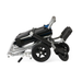 The Medline Fold-Flat Aluminum Transport Chair is a lightweight, compact black and silver wheelchair with large rear wheels and smaller front wheels, designed for easy portability and enhanced mobility.