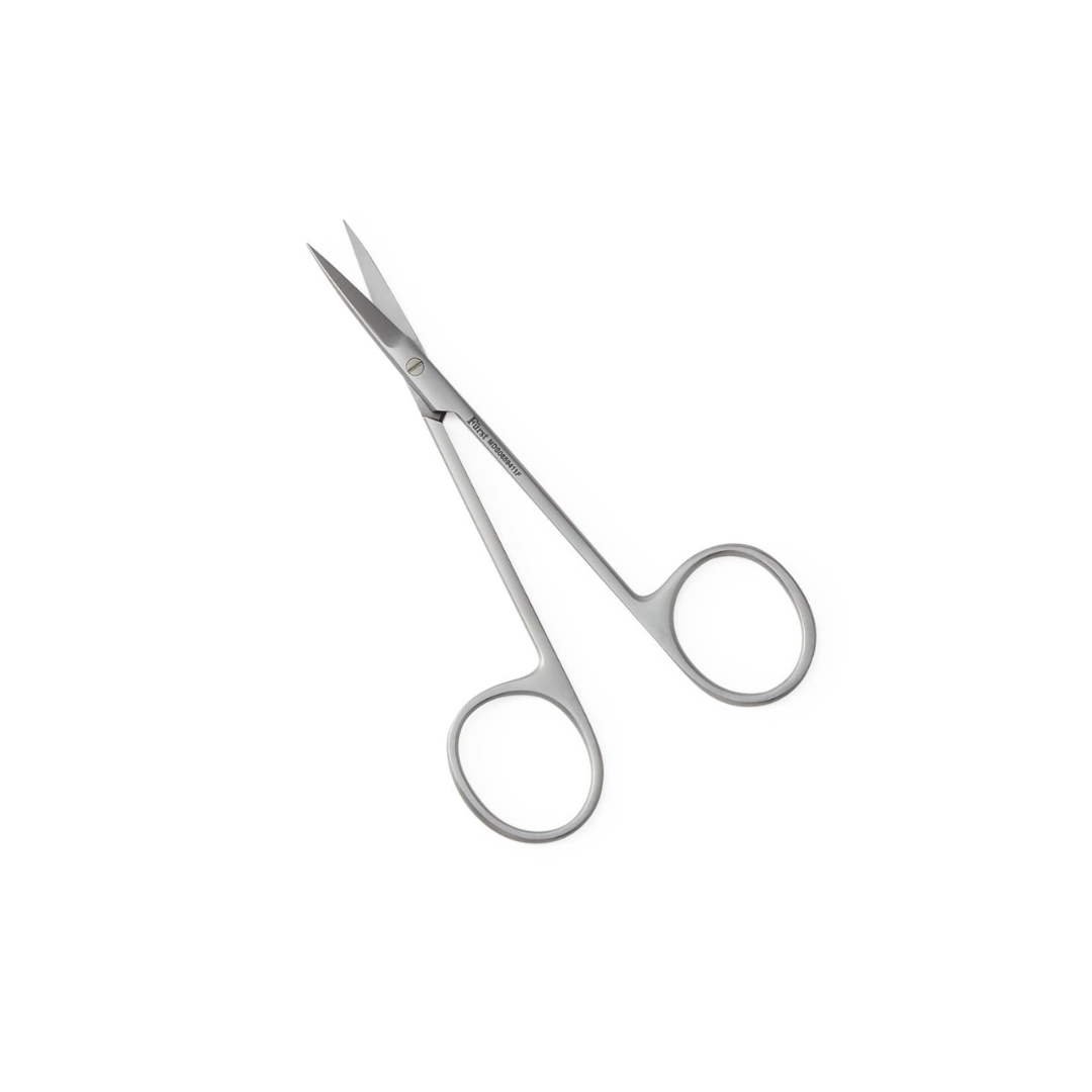 Medline Fürst Iris Scissors - 4.5" Straight Sharp/Sharp feature small, stainless steel, fine pointed blades and large finger holes for precision cutting, shown here on a white background.
