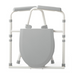 The Medline Steel 3-in-1 Folding Commode with Splashguard is a gray folding toilet safety frame with armrests, featuring a sturdy steel design for support and stability. It has adjustable height settings and folds for easy storage or transport, making it ideal for bedside commode setups.