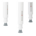 Close-up of three white, cylindrical legs with gray slip-resistant feet from the Medline Premium Plastic Shower Chair with Backrest. Oval openings show colored markers inside, set against a white background, ideal for a minimalist shower setup.