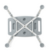The Medline Bariatric Knockdown Portable Shower Chair without Back, in gray, has an adjustable seat height with four angled legs and rubber tips. It features drainage holes and side handles for convenience, and when upside down, displays its sturdy support structure.