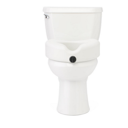 The Medline 5 Raised Easy Locking Toilet Seat with Microban Treatment offers a secure, elevated design for added comfort and hygiene when placed on your existing toilet.