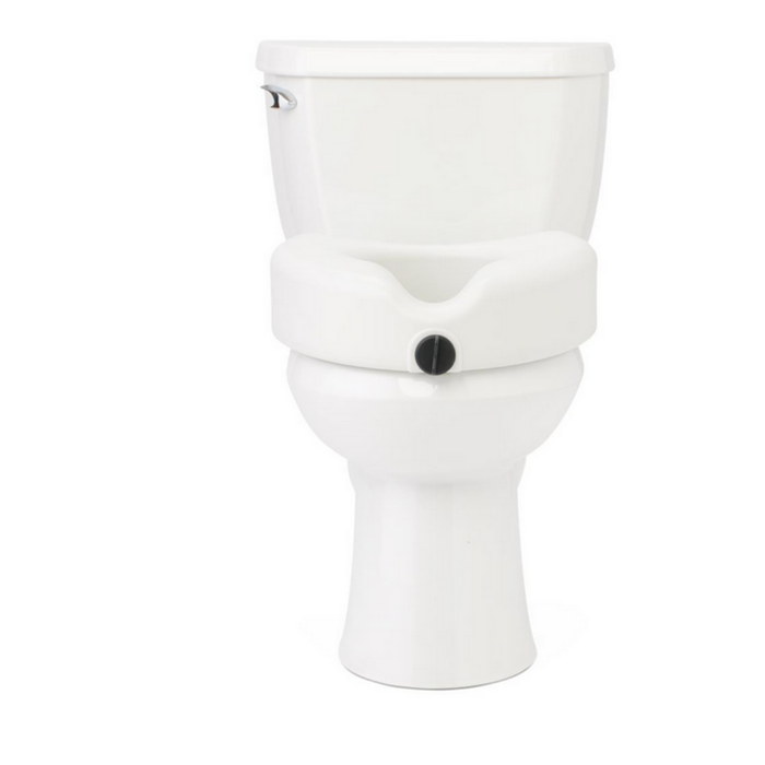The Medline 5 Raised Easy Locking Toilet Seat with Microban Treatment offers a secure, elevated design for added comfort and hygiene when placed on your existing toilet.