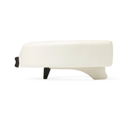 A side view of the Medline 5 Raised Locking Toilet Seat with Microban Treatment against a plain white background. The seat features a sleek, contoured design with smooth curves, enhancing both comfort and modern style.