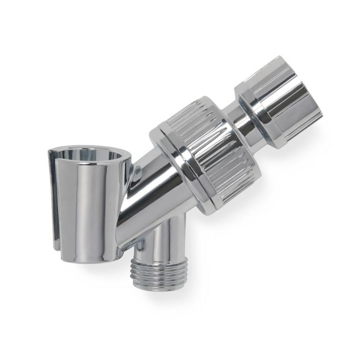 The Medline Deluxe Chrome Handheld Showerhead with 3 Massage Functions includes a chrome-finished shower diverter valve with two openings and a threaded connector for effortless installation, ideal for directing water between two sources and complementing its extra-long hose.