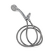 The Medline Deluxe Chrome Handheld Showerhead, set against a white background, comes with a flexible coiled hose. This sleek accessory features multiple spray nozzles and three massage functions, offering a luxurious experience with its extra-long hose for added convenience.