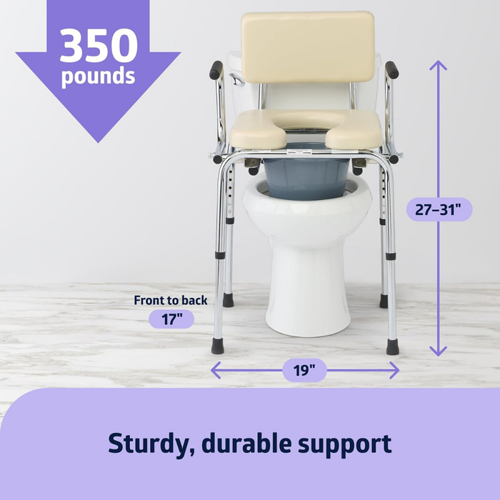 Medline Padded Bedside Drop-Arm Commode