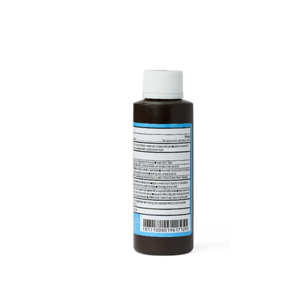 A small dark plastic bottle of Medline Hydrogen Peroxide 3% with a white cap and a label showing product specs and barcode, pictured from the back against a plain white background.