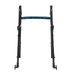 The Medline Folding Trigger Walker with 5 wheels and side bags, featuring a blue patterned horizontal bar, is shown from the front against a white background.