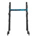 The Medline Folding Trigger Walker with 5 wheels and side bags has black, height-adjustable legs and blue camouflage detailing on the horizontal bar. It stands upright on a white background.