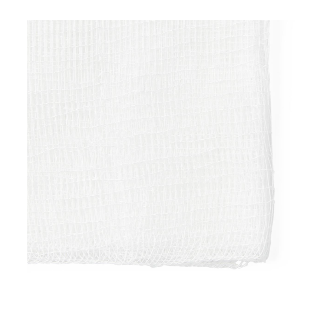 A close-up of a Medline Nonsterile 100% Cotton Woven Gauze Sponge, highlighting its fine, loosely woven texture and grid-like pattern.