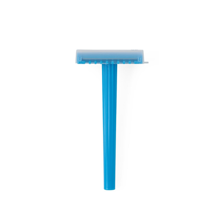 A Medline Nonsterile Double-Sided Shave Prep Razor with a protective cap is displayed upright against a plain white background.