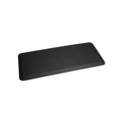 A Medline Standard Bio-Foam Anti-Fatigue Floor Mat, 20" x 48", rectangular and black with gently rounded corners, is displayed on a white background.
