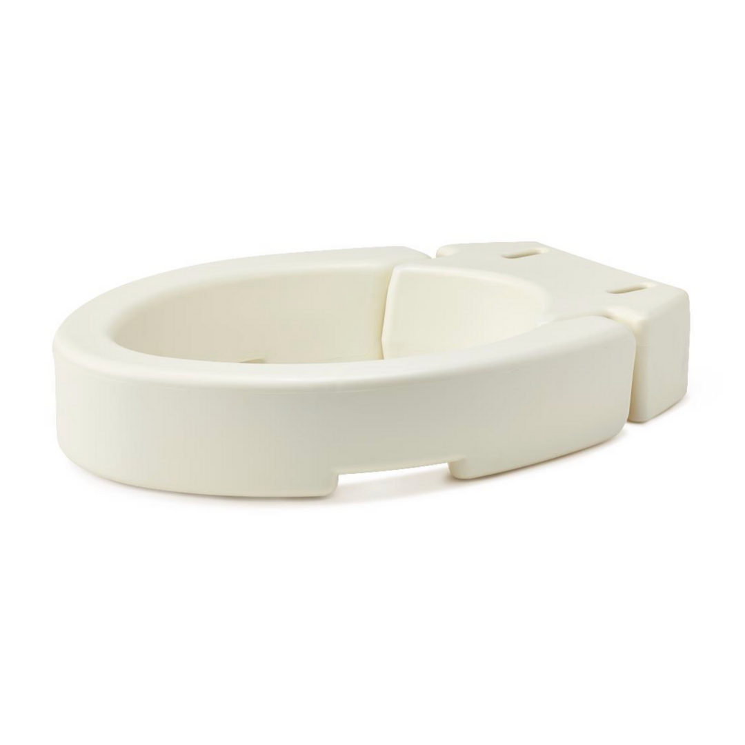 The Medline 3.5 Raised Hinged Bariatric Toilet Seat offers added height and an open front with cut-outs, making it ideal for enhanced accessibility and support for those with limited mobility.
