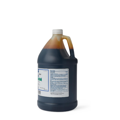 A large plastic jug of Medline ReadyPrep 10% Povidone Iodine Solution with a white cap and handle, labeled for product details. A small residue is visible near the cap. The background is plain white.