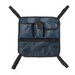The Medline Rollator Hanging Storage Bag is crafted from durable nylon in blue and includes three open pockets, a small flap pocket, and a zippered section. With black edges and corner straps for easy mounting, it provides convenient access to essentials.