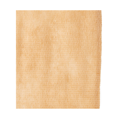 A single sheet of Medline Sterile Self-Adherent Latex Wrap, light brown with a subtle grid pattern like a latex bandage, displayed against a white background.
