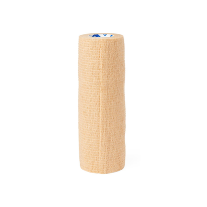 A single tan roll of Medline Sterile Self-Adherent Latex Wrap stands upright on a white background.