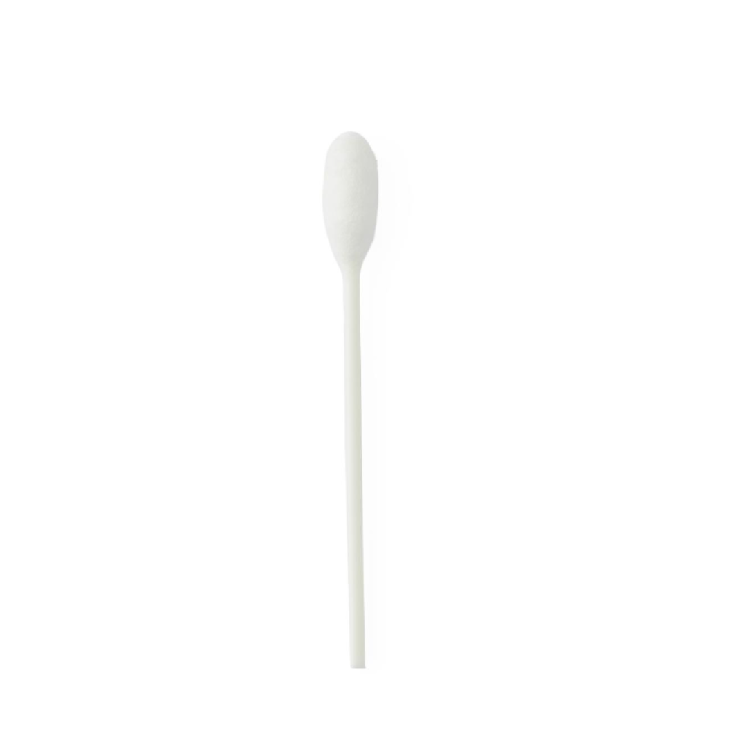 A single sterile swabstick with a white cotton tip and white plastic stick, centered on a plain background—similar to those in Medline Sterile Triple-Pack Alcohol Swabsticks.