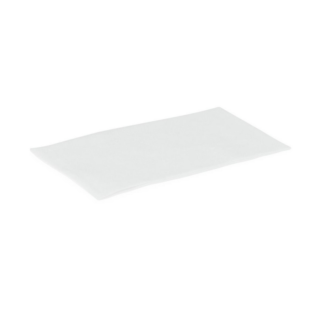 A Medline Ultrasoft Disposable Dry Cleansing Cloth, plain white and rectangular like a fragrance-free incontinence care wipe, is shown lying flat on a white background.