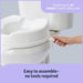 A hand attaches the Medline 4 Locking Raised Toilet Seat without Arms—features slip-resistant design and easy, tool-free assembly. Healthcares #1 choice in bath safety aids. Ideal for those with limited mobility.
