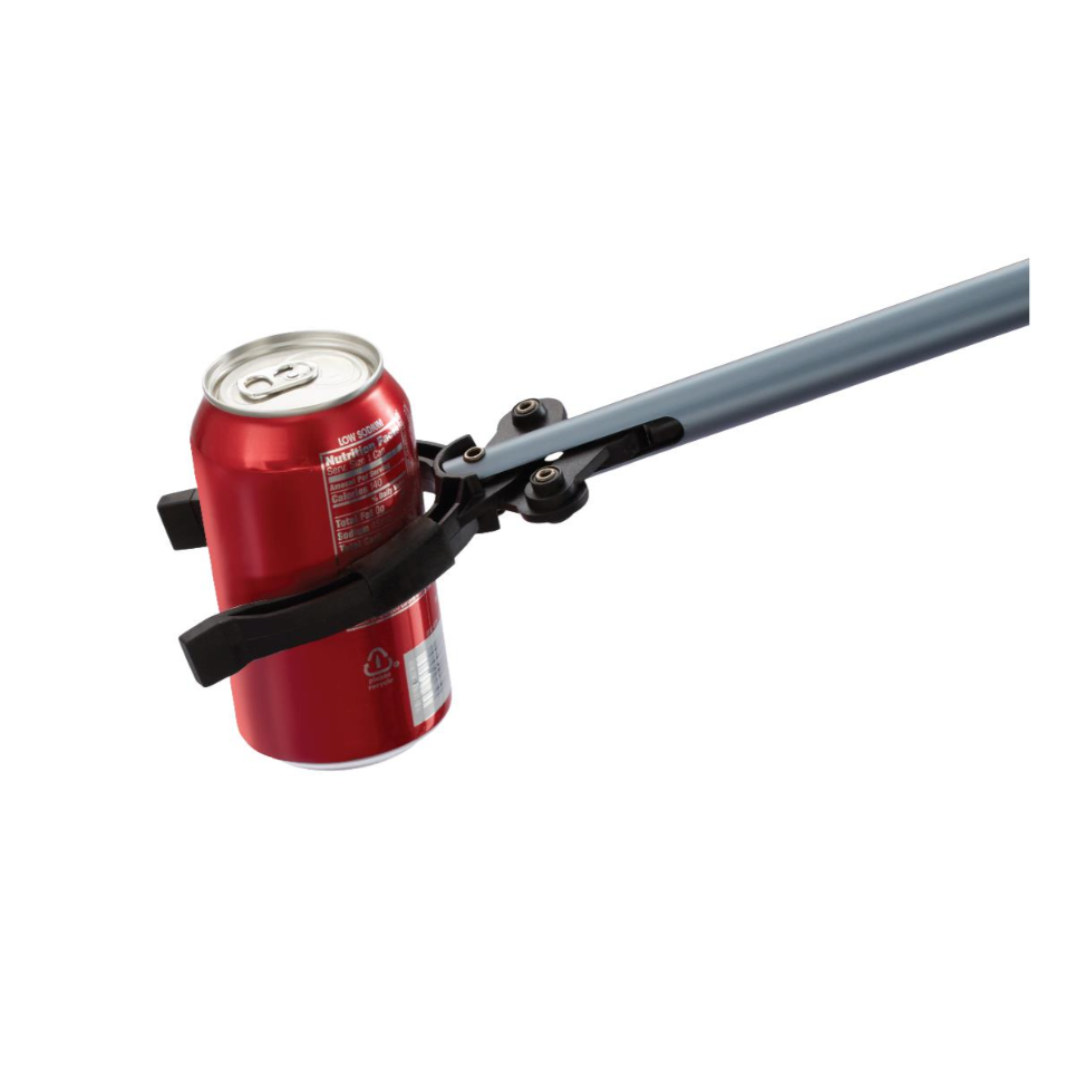 A red soda can is held by the ergonomic grip of the Medline 31" Reacher Grabber Tool, shown against a white background.