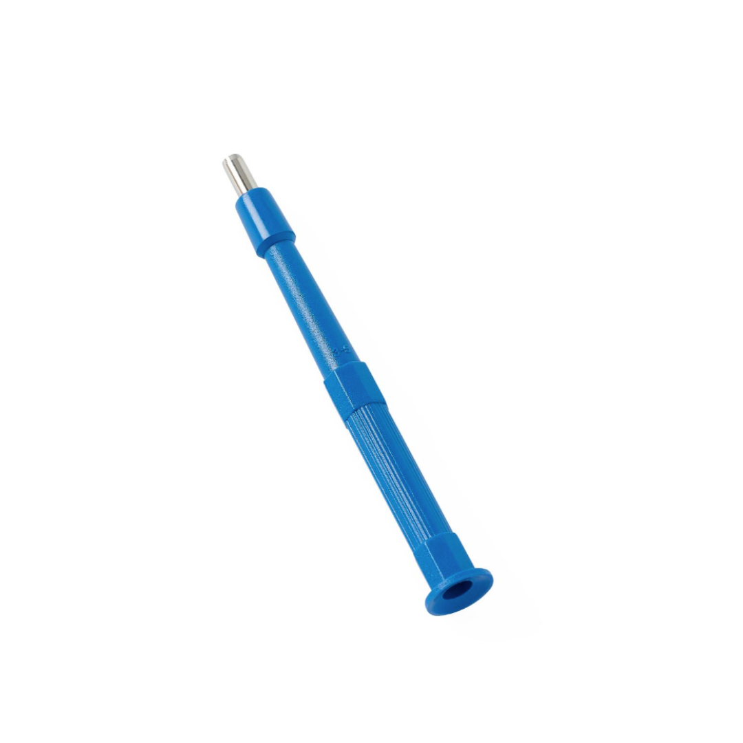 A Medline Sterile Biopsy Punch, blue with a metal tip, designed for small screws and precise biopsy or tissue sampling, is displayed on a white background.