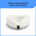 The Medline 5 Raised Easy Locking Toilet Seat with Microban Treatment is shown on a white background. Text above highlights Microban’s antimicrobial protection for bath and home safety, making cleaning simple.