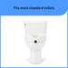 The Medline 5 Raised Easy Locking Toilet Seat with Microban Treatment, featuring a black knob, is attached to a standard toilet. Text above it reads: Fits most standard toilets.