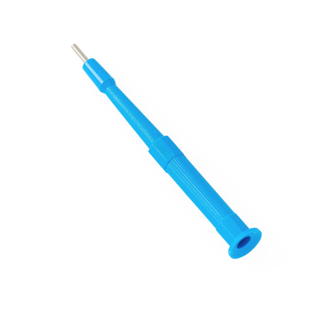 The Medline Sterile Biopsy Punch is a small blue tool with a textured grip and metal tip, resembling a precision screwdriver, displayed against a white background.