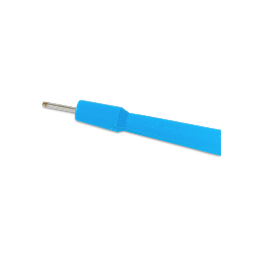 A close-up of the Medline Sterile Biopsy Punches, featuring a blue handle and slim metal tip designed for precise biopsy and tissue sampling, isolated on a white background.