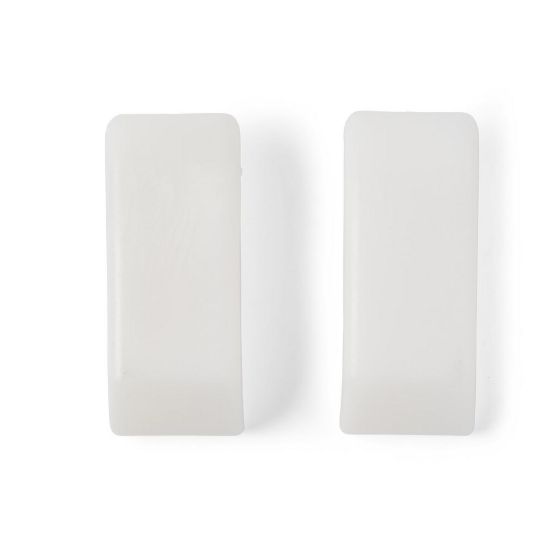 Two rectangular, white Medline Ski Gliders for Walkers with smooth surfaces are placed side by side on a plain white background.